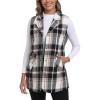MoFiz Womens Long Flannel Plaid Vest Fall Winter Button Down Sleeveless Blazer Jackets Cardigan Coat Outerwear With Pockets(A03-black Brown)