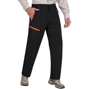 MoFiz Men’s Hiking Pants Water Resistant Quick-Dry Lightweight Outdoor Sweatpants Convertible Zip Off Shorts 5-Zip Pockets(B-black)