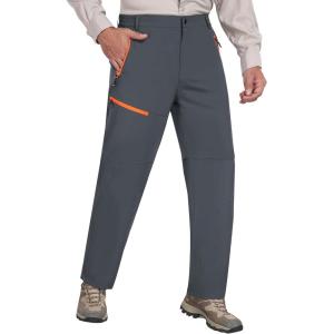 MoFiz Men’s Hiking Pants Water Resistant Quick-Dry Lightweight Outdoor Sweatpants Convertible Zip Off Shorts 5-Zip Pockets(B-grey)