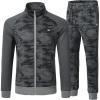 MoFiz Men’s Full Zip up Tracksuits Sports Activewear Sweatsuits Long Sleeve Jacket & Athletic Pants 2PCS Track Suit Camo-Grey M