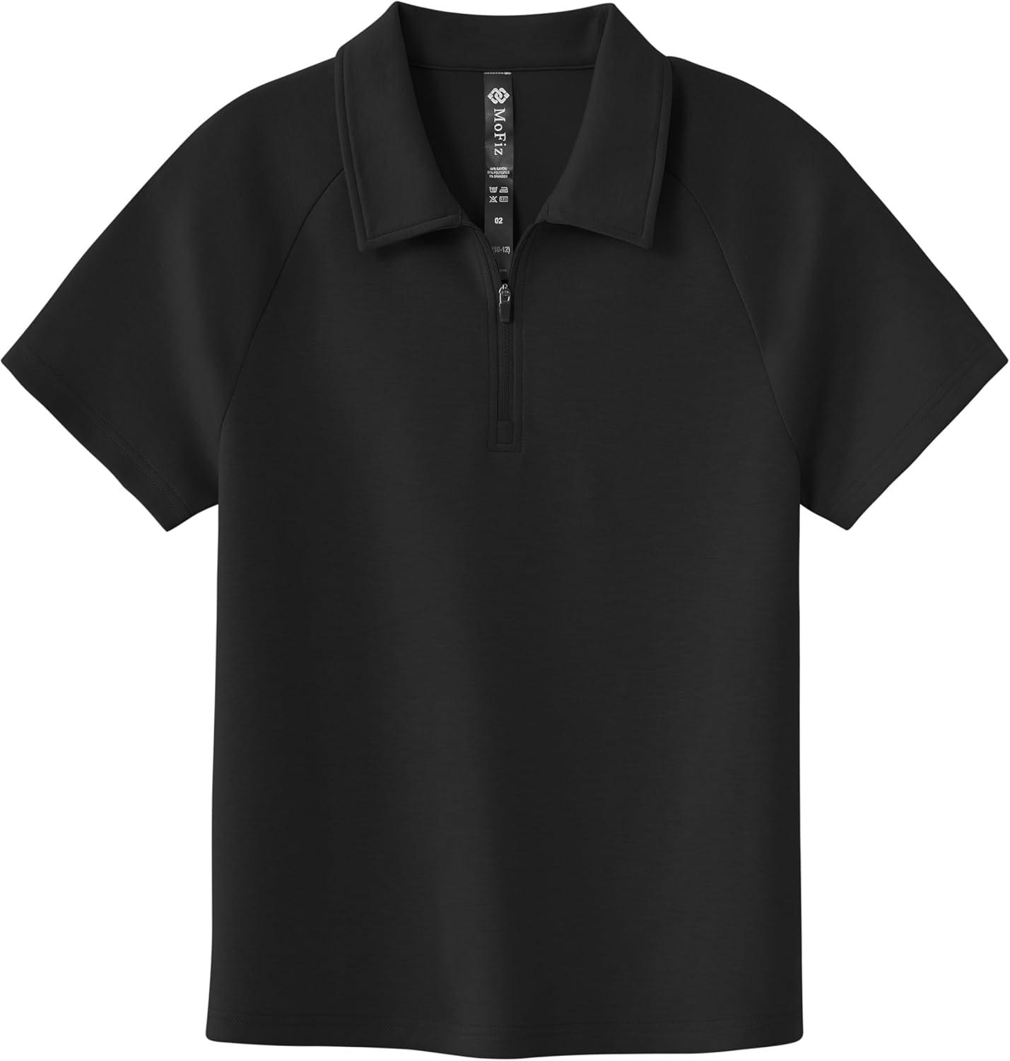 image:imageMoFiz Boys Short Set QuarterZip TShirt and Shorts Lounge Sets Summer Casual Athletic Vacation Beach OutfitsBlack