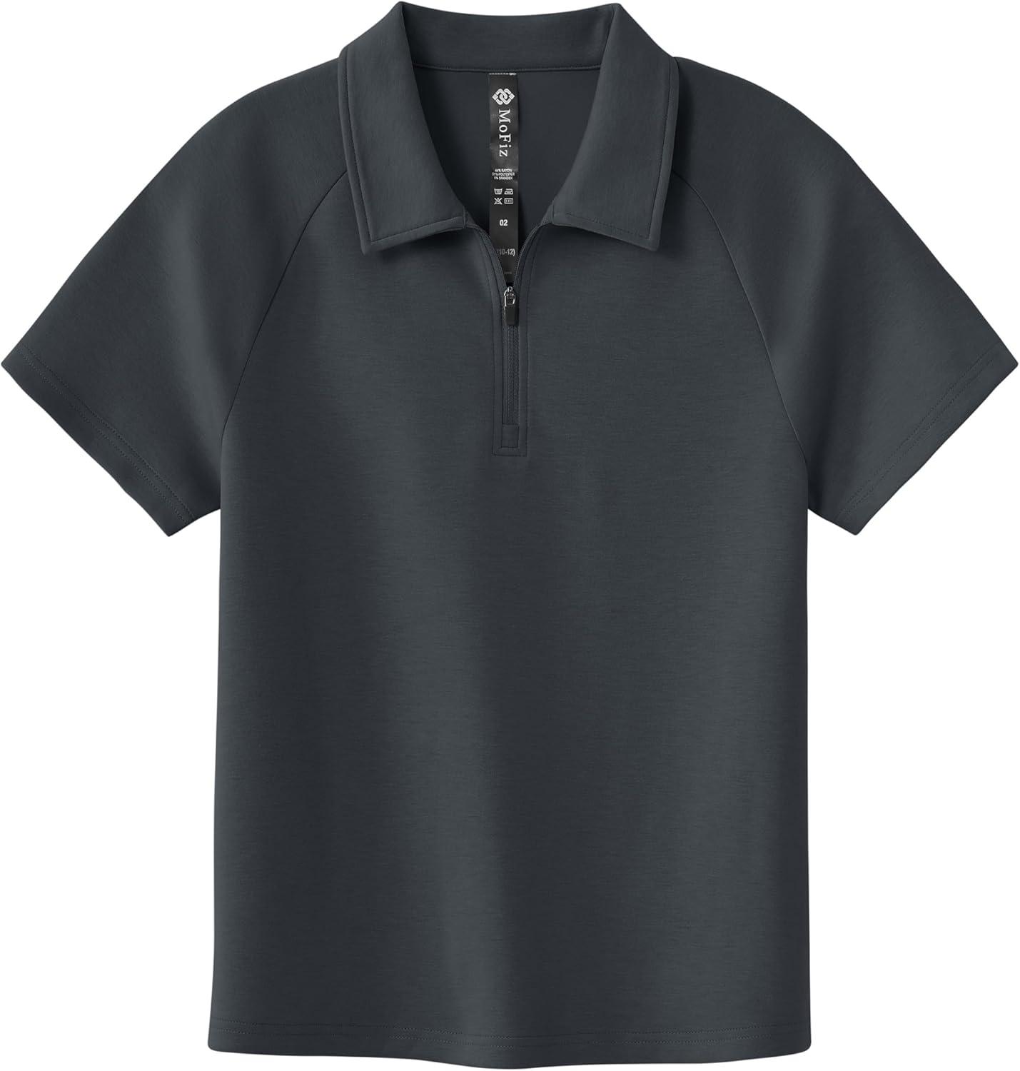 image:imageMoFiz Boys Short Set QuarterZip TShirt and Shorts Lounge Sets Summer Casual Athletic Vacation Beach OutfitsGray