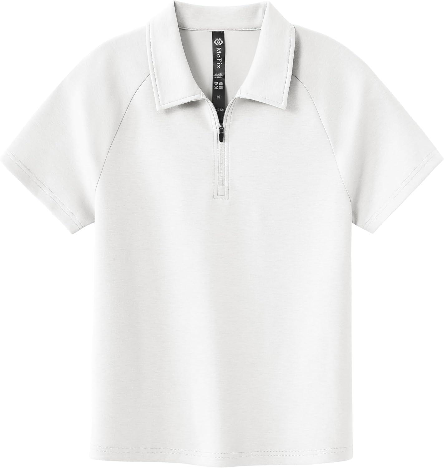 image:imageMoFiz Boys Short Set QuarterZip TShirt and Shorts Lounge Sets Summer Casual Athletic Vacation Beach OutfitsWhite