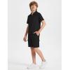 MoFiz Boys Short Set Quarter-Zip T-Shirt and Shorts Lounge Sets Summer Casual Athletic Vacation Beach Outfits(Black)