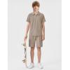 MoFiz Boys Short Set Quarter-Zip T-Shirt and Shorts Lounge Sets Summer Casual Athletic Vacation Beach Outfits(Light Khaki)