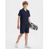 MoFiz Boys Short Set Quarter-Zip T-Shirt and Shorts Lounge Sets Summer Casual Athletic Vacation Beach Outfits(Navy Blue)