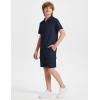 MoFiz Boys Short Set Quarter-Zip T-Shirt and Shorts Lounge Sets Summer Casual Athletic Vacation Beach Outfits(Navy Blue)