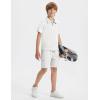 MoFiz Boys Short Set Quarter-Zip T-Shirt and Shorts Lounge Sets Summer Casual Athletic Vacation Beach Outfits(White)