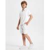MoFiz Boys Short Set Quarter-Zip T-Shirt and Shorts Lounge Sets Summer Casual Athletic Vacation Beach Outfits(White)