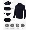 MoFiz Lightweight Men’s Long Sleeve Polo Shirts Quarter Zipper Pullover Men’s Polo Shirts(Navy)