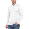 MoFiz Lightweight Men’s Long Sleeve Polo Shirts Quarter Zipper Pullover Men’s Polo Shirts(White)