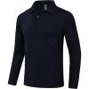 MoFiz Lightweight Men’s Long Sleeve Polo Shirts Quarter Zipper Pullover Men’s Polo Shirts(Navy)