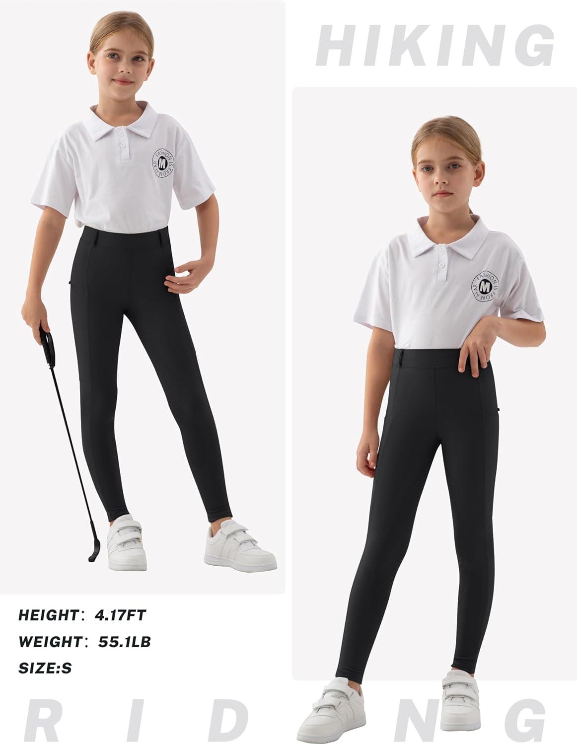 image:imageMoFiz Girls Horse Riding Pants Summer Full Seat Silicone Kids Equestrian Breeches Youth Schooling Tights Zipper PocketsA02black