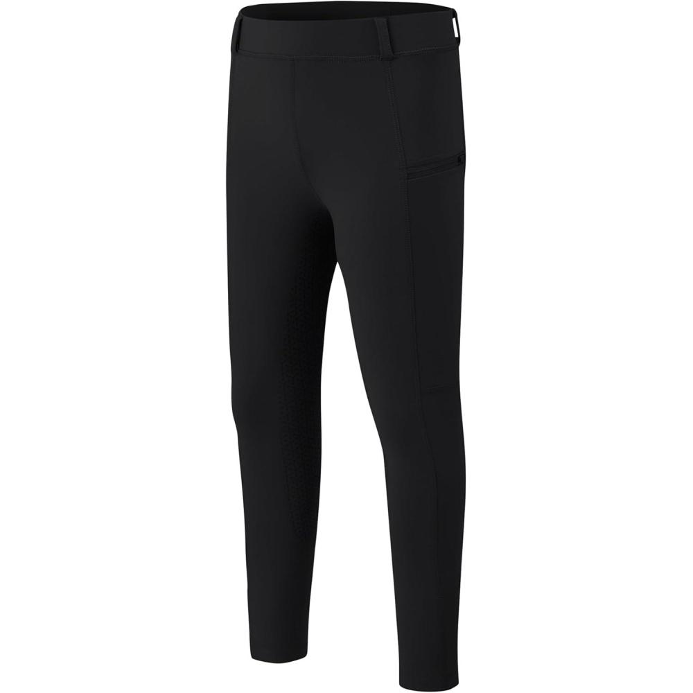 image:imageMoFiz Girls Horse Riding Pants Summer Full Seat Silicone Kids Equestrian Breeches Youth Schooling Tights Zipper PocketsA02black