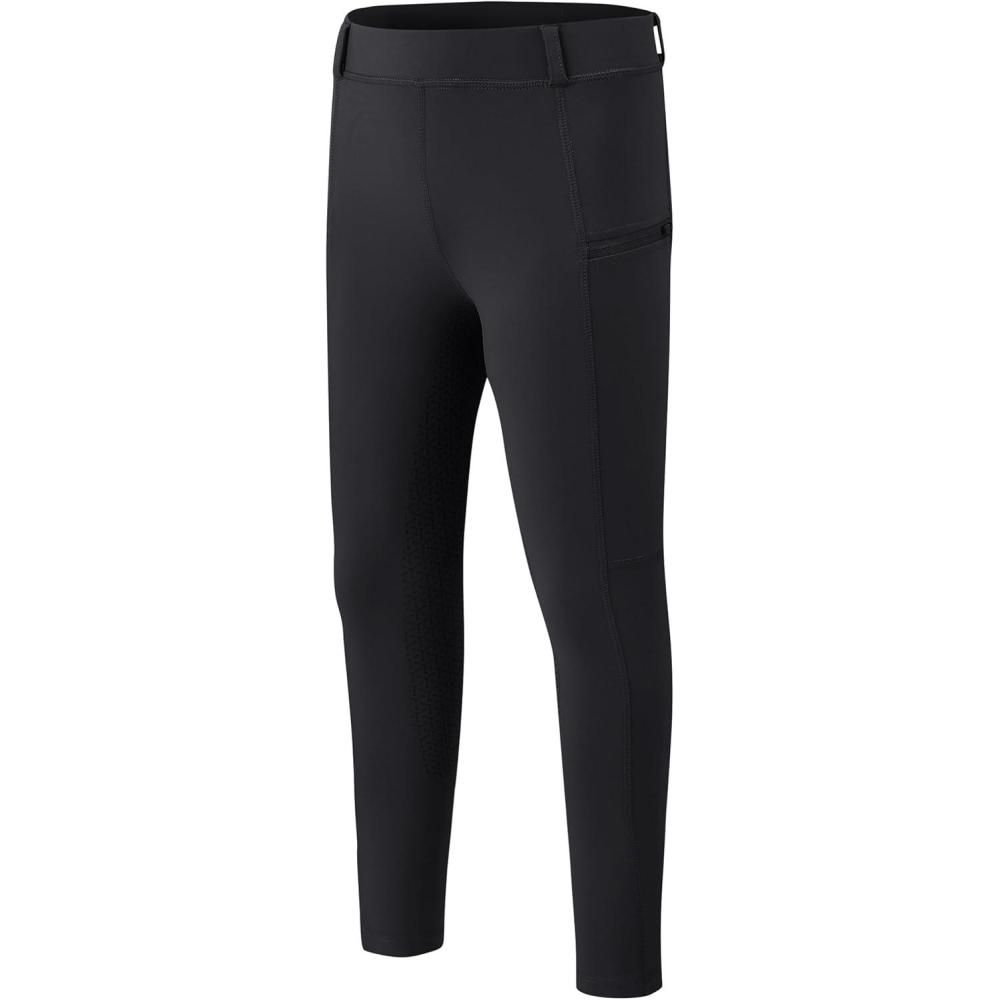 image:imageMoFiz Girls Horse Riding Pants Summer Full Seat Silicone Kids Equestrian Breeches Youth Schooling Tights Zipper PocketsA04dark Gray
