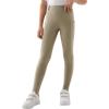 MoFiz Girls Horse Riding Pants Summer Full Seat Silicone Kids Equestrian Breeches Youth Schooling Tights Zipper Pockets(A01-khaki)