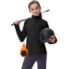 MoFiz Girls Long Sleeve Equestrian Riding Shirt Soft Thermal Half Zip Fleece Lined Jacket for Winter Horseback Riding Kids(Black)