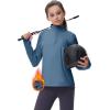 MoFiz Girls Long Sleeve Equestrian Riding Shirt Soft Thermal Half Zip Fleece Lined Jacket for Winter Horseback Riding Kids(Blue)