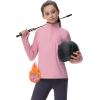 MoFiz Girls Long Sleeve Equestrian Riding Shirt Soft Thermal Half Zip Fleece Lined Jacket for Winter Horseback Riding Kids(Pink)