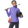 MoFiz Girls Long Sleeve Equestrian Riding Shirt Soft Thermal Half Zip Fleece Lined Jacket for Winter Horseback Riding Kids(Purple)