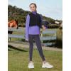 MoFiz Girls Long Sleeve Equestrian Riding Shirt Soft Thermal Half Zip Fleece Lined Jacket for Winter Horseback Riding Kids(Purple)