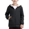MoFiz Kids Fleece Jackets Sherpa Lined Hoodie Jacket Hooded Zip up Sweatshirt Coats for Boys Girls Winter Casual Outerwear(Deep Grey)