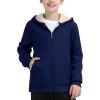 MoFiz Kids Fleece Jackets Sherpa Lined Hoodie Jacket Hooded Zip up Sweatshirt Coats for Boys Girls Winter Casual Outerwear(Navy Blue)