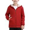 MoFiz Kids Fleece Jackets Sherpa Lined Hoodie Jacket Hooded Zip up Sweatshirt Coats for Boys Girls Winter Casual Outerwear(Red)
