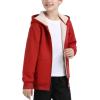 MoFiz Kids Fleece Jackets Sherpa Lined Hoodie Jacket Hooded Zip up Sweatshirt Coats for Boys Girls Winter Casual Outerwear(Red)
