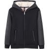 MoFiz Kids Sherpa Lined Hoodie Fleece Jacket Boys Girls Warm Sweatshirt Full Zip Hooded Soft Winter Coat School Outerwear(Black Grey)