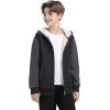 MoFiz Kids Sherpa Lined Hoodie Fleece Jacket Boys Girls Warm Sweatshirt Full Zip Hooded Soft Winter Coat School Outerwear(Black Grey)