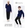 MoFiz Kids Sherpa Lined Hoodie Fleece Jacket Boys Girls Warm Sweatshirt Full Zip Hooded Soft Winter Coat School Outerwear(Navy Blue)