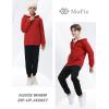 MoFiz Kids Sherpa Lined Hoodie Fleece Jacket Boys Girls Warm Sweatshirt Full Zip Hooded Soft Winter Coat School Outerwear(Red)
