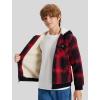 MoFiz Kids Sherpa Lined Hoodie Fleece Jacket Boys Girls Warm Sweatshirt Full Zip Hooded Soft Winter Coat School Outerwear(Red Plaid)