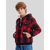 MoFiz Kids Sherpa Lined Hoodie Fleece Jacket Boys Girls Warm Sweatshirt Full Zip Hooded Soft Winter Coat School Outerwear(Red Plaid)