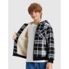 MoFiz Kids Sherpa Lined Hoodie Fleece Jacket Boys Girls Warm Sweatshirt Full Zip Hooded Soft Winter Coat School Outerwear(White Plaid)