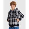 MoFiz Kids Sherpa Lined Hoodie Fleece Jacket Boys Girls Warm Sweatshirt Full Zip Hooded Soft Winter Coat School Outerwear(White Plaid)