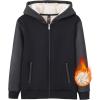 MoFiz Kids Fleece Jackets Sherpa Lined Hoodie Jacket Hooded Zip up Sweatshirt Coats for Boys Girls Winter Casual Outerwear(Black+grey)