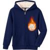 MoFiz Kids Fleece Jackets Sherpa Lined Hoodie Jacket Hooded Zip up Sweatshirt Coats for Boys Girls Winter Casual Outerwear(Navy Blue)