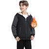 MoFiz Kids Sherpa Lined Hoodie Fleece Jacket Boys Girls Warm Sweatshirt Full Zip Hooded Soft Winter Coat School Outerwear(Black Grey)