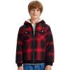 MoFiz Kids Sherpa Lined Hoodie Fleece Jacket Boys Girls Warm Sweatshirt Full Zip Hooded Soft Winter Coat School Outerwear(Red Plaid)