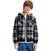 MoFiz Kids Sherpa Lined Hoodie Fleece Jacket Boys Girls Warm Sweatshirt Full Zip Hooded Soft Winter Coat School Outerwear(White Plaid)