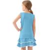 MoFiz Girls Tennis Golf Dress Outfit Sleeveless Tank Top Sets Athletic Dresses with Shorts Pockets(Light Blue)