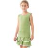 MoFiz Girls Tennis Golf Dress Outfit Sleeveless Tank Top Sets Athletic Dresses with Shorts Pockets(Light Green)