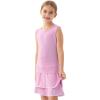 MoFiz Girls Tennis Golf Dress Outfit Sleeveless Tank Top Sets Athletic Dresses with Shorts Pockets(Light Pink)