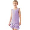 MoFiz Girls Tennis Golf Dress Outfit Sleeveless Tank Top Sets Athletic Dresses with Shorts Pockets(Light Purple)