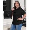 MoFiz Women’s Plus Size Golf Polo Shirts Collared Short Sleeve Golf Shirts Casual Athletic Tennis Workout Tops(Black)