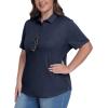 MoFiz Women’s Plus Size Golf Polo Shirts Collared Short Sleeve Golf Shirts Casual Athletic Tennis Workout Tops(Navy Blue)