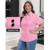 MoFiz Women’s Plus Size Golf Polo Shirts Collared Short Sleeve Golf Shirts Casual Athletic Tennis Workout Tops(Pink)
