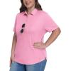 MoFiz Women’s Plus Size Golf Polo Shirts Collared Short Sleeve Golf Shirts Casual Athletic Tennis Workout Tops(Pink)